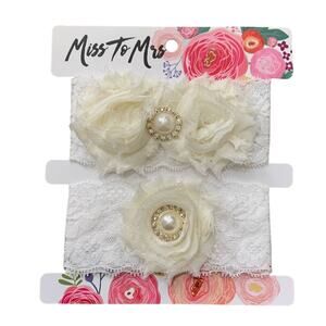 Miss to Mrs Floral lace garter set, NWT